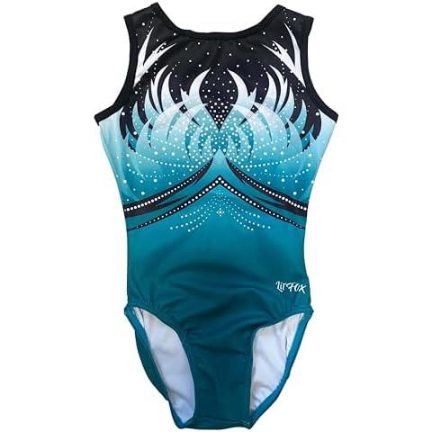 LIL'FOX Gymnastics Leotards for Girls - TEAL GREEN PHOENIX - Kids Dance, Tumbling, Acrobatics, Gymnastics Equipment Cover