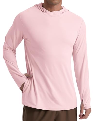 Askdeer Men's UPF 50+ Fishing Shirts Long Sleeve Lightweight Sun Protection Hoodie Shirt UV Hiking Rash Guard Shirts
