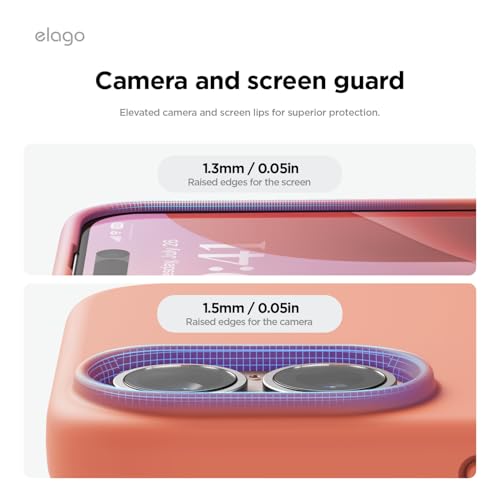 Image of elago Compatible with iPhone 16 Case, Premium Liquid Silicone Case, Full Body Protective Cover, Shockproof, Slim Phone Case, Anti-Scratch Soft Microfiber Lining, 6.1 inch (Salmon)