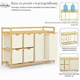 200L Kosz Na Pranie, 6 Przegródek, Duży Kosz Na Pranie, Z 2 Workami Na Pranie I 4 Pojemnikami Z Materiału, Bambusowy Kosz Na Pranie, Do łazienki, Sypialni, Beżowy