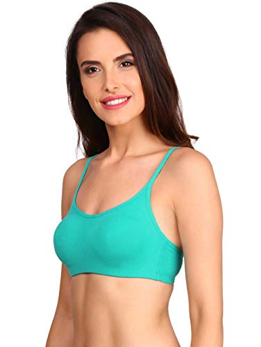 Image of Jockey Women's Wirefree Non-Padded High Coverage Super Combed Cotton Elastane Stretch Beginners Bra with Adjustable Straps Style SS12 Teal 38A