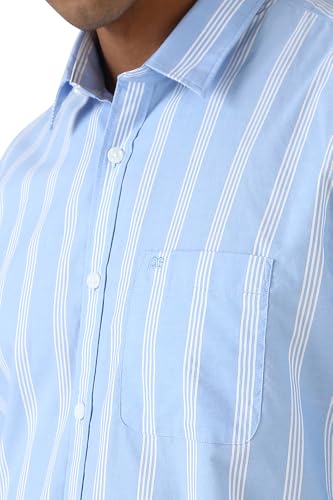 Image of Peter England Men Cotton Slim Fit Stripe Shirt