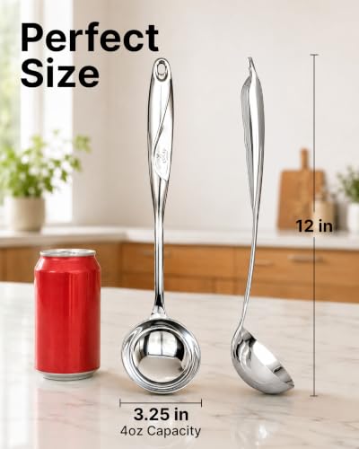 Image of Zulay Kitchen Stainless Steel Soup Ladle - 13 inch Large Ladle for Soups, Stews & Sauces - Durable, Heat-Resistant, Rust-Proof & Dishwasher Safe Kitchen Utensil with Ergonomic Handle (Pack of 3)