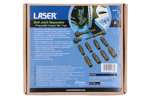 Extractor de rotulas Laser 9183 saca juntas rebeldes con kit neumatico de impacto 11pc 7