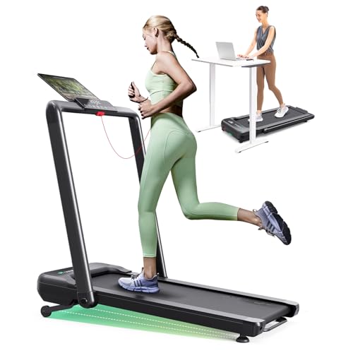 Image of Smart Treadmill with 9% Auto Incline, Hiking and Running Walking Pad Treadmills for Home Office, Treadmill with UREVO APP, AI Powered Music Course, HIIT Programs Synced to Scenic Route, One-Click Mute