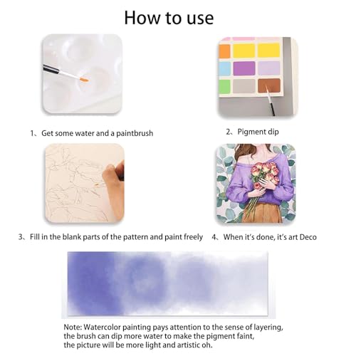 Pacote com 2 livros de colorir de água, livro de pintura em aquarela para adultos, livro de aquarela