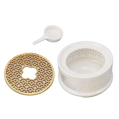 Acouto Ceramic Teapot Warmer with Spoon Lid Candle Holder - e??? (White)