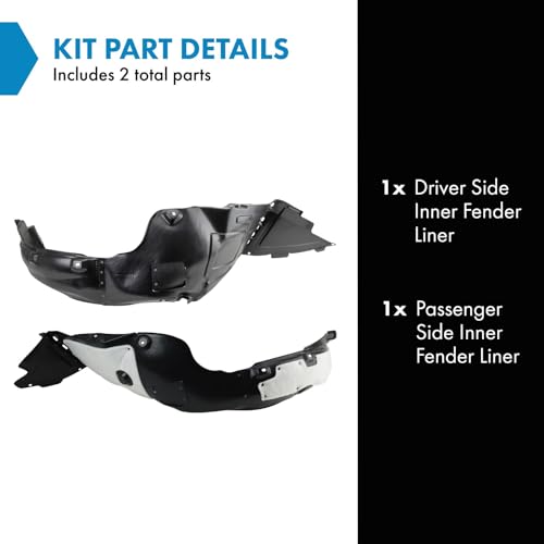 Image of TRQ Inner Fender Liner Set Compatible with 2014 Hyundai Sonata HY1248135 HY1249127