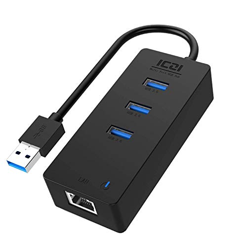 ICZI Usb to Ethernet Adapter 3.0 Hub with 10/100/1000 Gigabit Ethernet LAN Network Adapter (RJ45 Gigabit Ethernet Converter), Support Xiaomi Box PC, Windows XP, Vista, Win7/10, Mac OS and Above, Linux