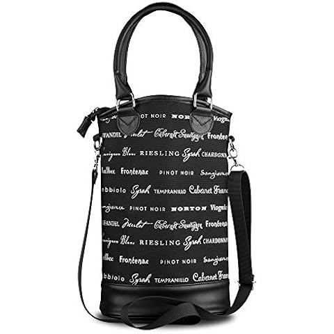 Chris's Stuff Wine Carrier Bag | 2 Bottles Padded Tote with Adjustable Shoulder Straps & Handle | Leak Proof Wine Purse | Wine Tasting, Party, Dinner, Great Christmas Day Gift for Wine Lover - Black Cover