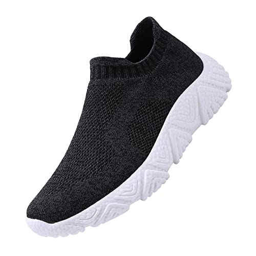 TOPSSCTR Herren Straße Laufschuhe Für Jogging Walking Running Fitness Tennis Trainer Slip-On Leichte Atmungsaktive Bequeme Turnschuhe Schwarzer Größe 41-25.5cm Cover