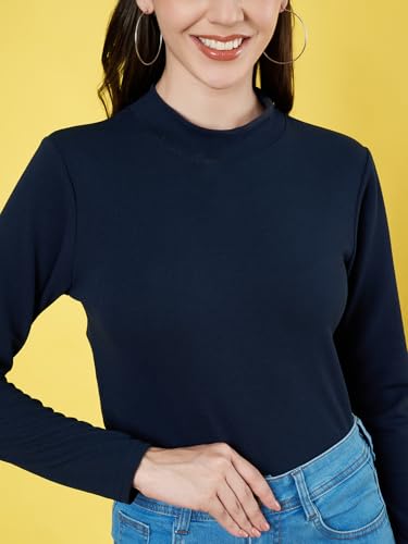 Image of Istyle Can Solid HIgh Neck Full Sleeve Stretchable Slim Fit Top for Women | Tops for Women | high Neck top for Women | Winter Tops for Women