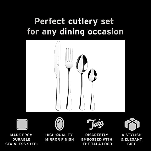 Tala-Performance-Stainless-Steel-Cutlery-Set-16-Piece-Flatware-Tableware-Set-Mirror-Polished-Silverware-Designed-for-any-Dining-Occasion-Knives-Forks-Dessert-Spoons-Teaspoons