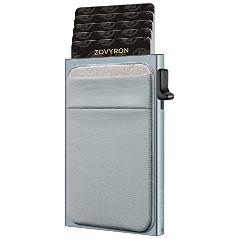 ZOVYRON Wallet for Men, Slim Pop Up Wallet Credit Card Holder, Minimalist Wallet RFID Blocking Smart Wallet Metal Card Case Cover