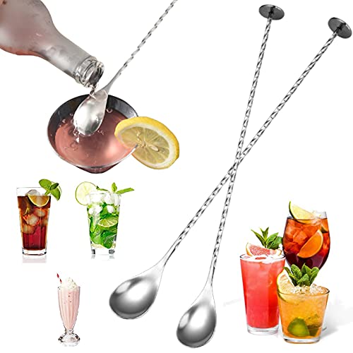 Bar à CuillèRes à Cocktail Professionnel CuillèRe à Cocktail de Bar à Long Manche CuillèRe en Acier Inoxydable CuillèRe à MéLanger pour MéLanger les Boissons le Café Avec un Long Manche pour le Jus le