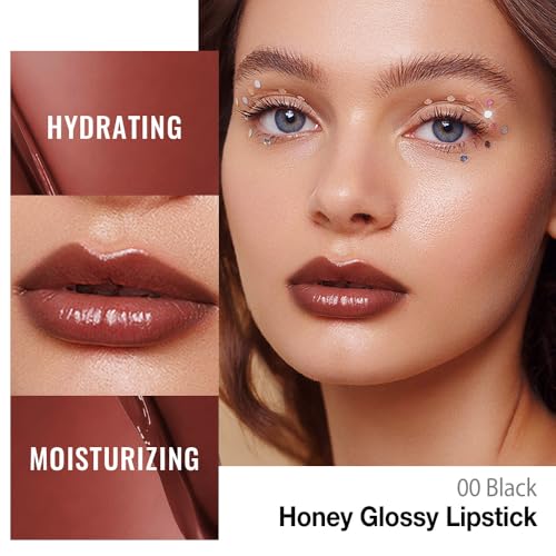 Image of evpct Brown Honey Lipstick Tinted Lip Balm, Moisturizing Tinted Lip Oil Stick Lipstick for Older Women, Sheer Lightweight Hydrating Nourishing Shine Glossy Tinted Lip Color Gloss Tint Stain, 00 Brown
