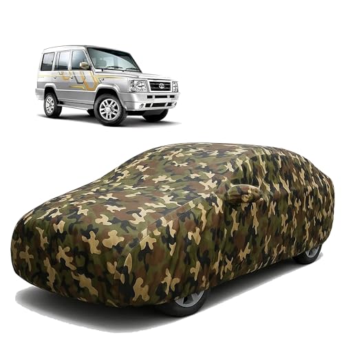 Image of Sulfar 100% Waterproof Car Body Cover Compatible with Mirror for Tata Sumo Victa with Long Lasting Durable Material (Triple Stitched, Full Bottom Elastic, Camouflage Army)