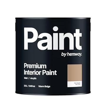 Hemway - Premium Interior Paint - Warm Beige 2.5 L | Indoor Matt Finish, Acrylic & Water-Based Emulsion | Quick Dry & High Coverage for the Kitchen, Bathroom & Bedroom