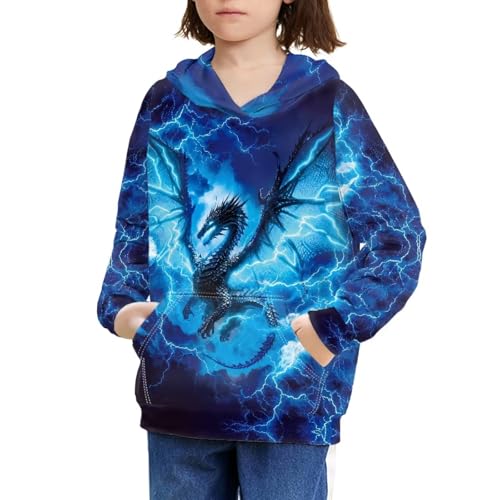 Image of WELLFLYHOM Boys Hooded Sweatshirts Hoodie Pullover Cool Graphic Crewneck Blouses Size 6-16