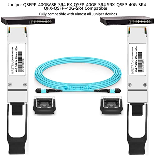 Image of 40GBASE-SR4 QSFP+ Optical Transceiver Module Compatible for Juniper QFX-QSFP-40G-SR4 EX-QSFP-40GE-SR4 QSFPP-40GBASE-SR4 40G QSFP+ SR4 850nm 150m DDM MTP /MPO-12 MMF 4 Pack