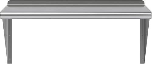 Vista 347 de AmGood Estante de pared de acero inoxidable de 60 pulgadas de largo x 8 pulgadas de profundidad Certificado NSF Estantería de metal