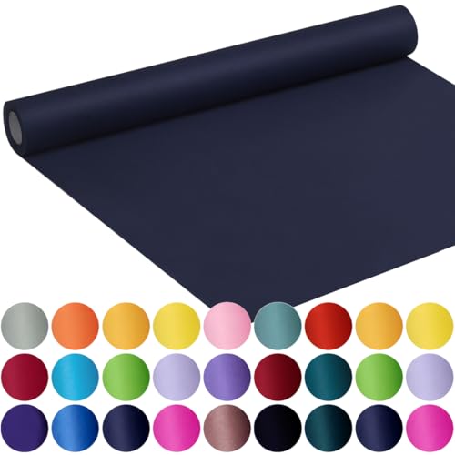 Image of SMART&CASUAL 17.8 inch x 760 inch (63') Navy Blue Kraft Craft Paper Roll for Gift Wrapping Bulletin Board Bouquet Flower Art Packing Parcel Table Covering 80GSM 55LB (Navy Blue, 17.8 inch x 63')