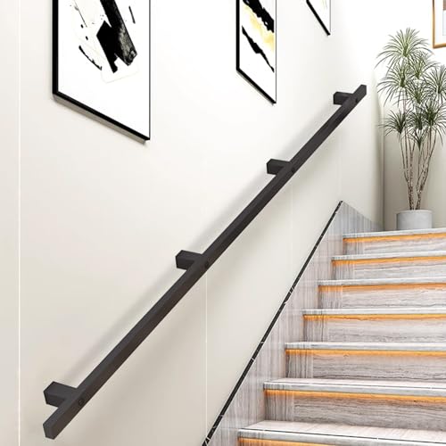 Rampe d'escalier en fer forgé noir de 280cm pour intérieur