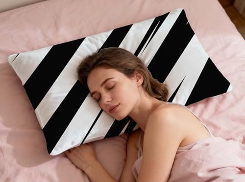 Housse de coussin noir et blanc 40x70 lot de 2 pour protéger vos oreillers