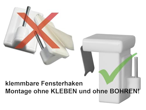 dekondo - 4x Fensterhaken Dekohaken Fensterclip für Fensterdekoration Weiß - Fensterdicke: 10-27mm UNIVERSAL – Ansicht 4