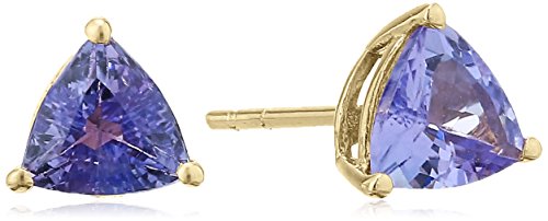 10k Yellow Gold Tanzanite Trillion Stud Earrings
