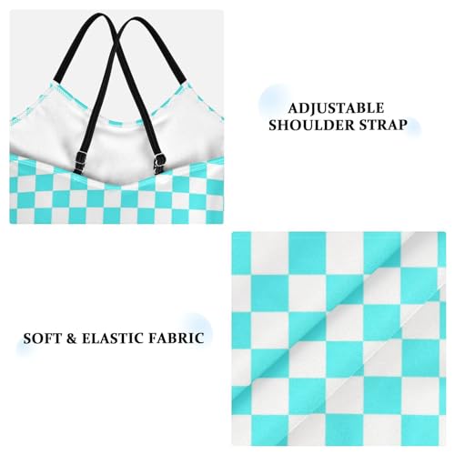 Image of Black and White Chess Girls One Piece Swimsuits Board Marble Tile Sport Halter Swimwear Beach Bathing Suit 3T
