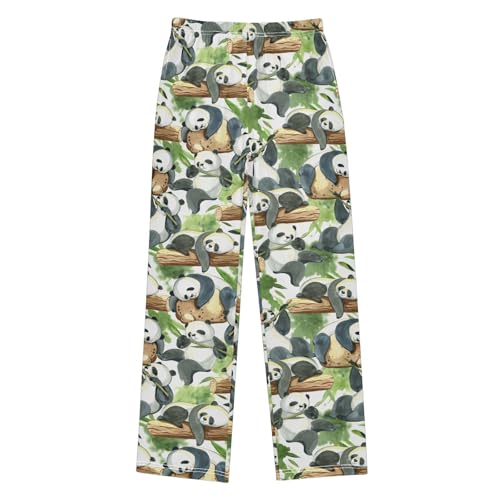 Panda on Tree Boys Long Pants Soft Trousers Elastic Waist Kids Lounge Bottoms with Pockets S-XL