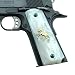 Altamont 1911 Grips - White Pearl - Full Size 1911 Grips w. Ambi Safety fits Most Commander, Standard & Government 1911 Models - Made in USA - White with Gold Colt