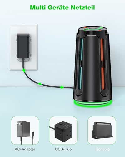 Cargador rápido de mandos Nintendo Switch 2 con base ovalada e indicadores RGB 7