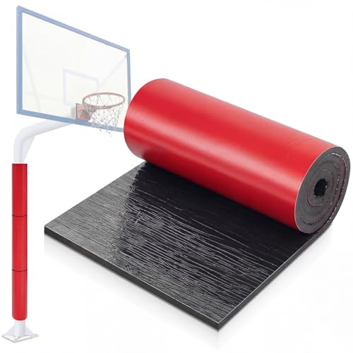 Pangda Basketball Basement Pole Pad 98.5 x 20 Inches Weatherproof Padding Wrap Self Adhesive Protective Mat for Playground Garage Round & Square Poles, Easy Installation Impact Resistant (Red)