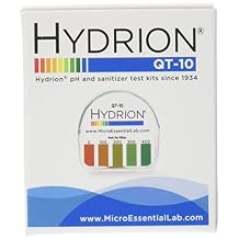 Micro Essential Laboratory QT-10 Plastic Hydrion Low Range Quat Check Test Paper Dispenser, Single Roll, Food Service Test Strips, 0 - 400ppm