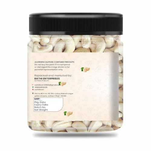 Image of NUTS BLOOM Premium Whole Cashews | Rich in Protein, Magnesium & Phosphorus | Natural Big size Kaju | Ideal for Snacking, Cooking & Gifting (1KG)