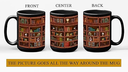 2IMT Books Mug Librarian Gifts for Book Lovers Women - Library Coffee Mug Book Club Gifts for Women - Reading Bookish Items Bookworm Librarian Lovers for Readers Writer Black 15oz