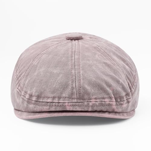 Vintage Newsboy Flat Cap Mens Womens Classic 8 Panel Gatsby Adjustable Washed Cotton Ivy Cabbie Hat Retro Golf Driving Hat