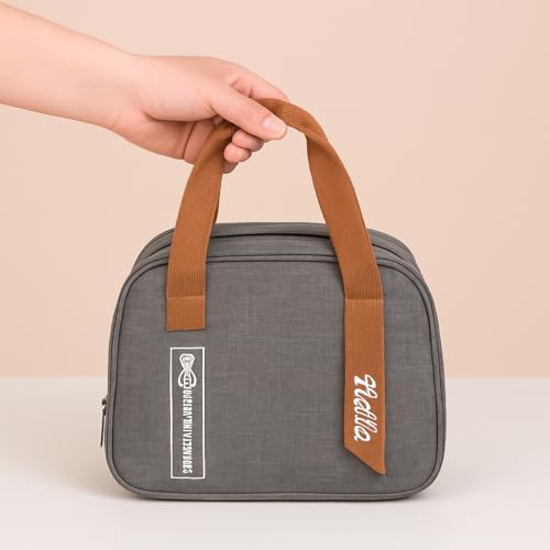 Image of Nibbler Insulated Lunch Bag for Office, School, Men, Women, Tiffin Pouch Bag, Hot & Cold Lunch Box Bags for Boys, and Girls (Grey)