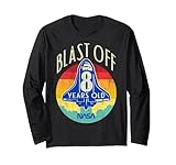 nasa space shuttle blast off 8th birthday retro ritratto maglia a manica