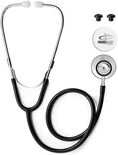 Primacare DS-9290-BK Adult Size 22 Inch Stethoscope for Diagnostics and Screening Instruments Lightweight and Aluminum Double Head Flexible Stethoscope Black