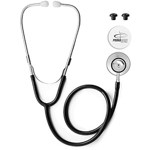 PrimaCare DS-9290-BK Adult Size 22″ Stethoscope for Diagnostics and Screening Instrument, Lightweight and Aluminum Double Head Flexible Stethoscope, Black