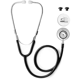 Primacare DS-9290-BK Adult Size 22 Inch Stethoscope for Diagnostics and Screening Instruments Lightweight and Aluminum Double Head Flexible Stethoscope Black