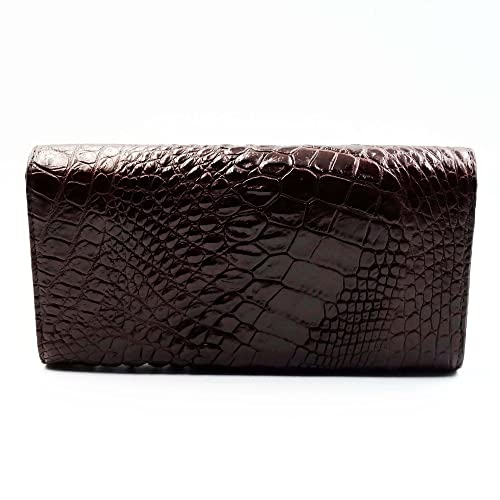 New BROWN Crocodile Leather Back Bone Skin Women Clutch Tri-fold Wallet.4