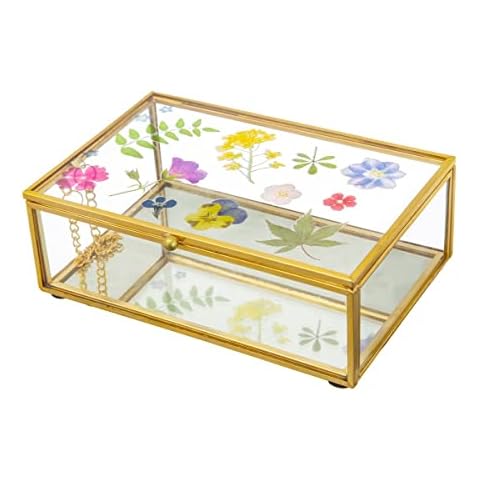 Sass & Belle Pressed Flowers Glass Jewellery Box Cover