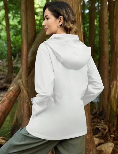 Avoogue Raincoat Women Waterproof Hooded Coats Lined Windbreaker Travel Jacket Casual Sportswear Sport Rain Jacket White S thumb #3