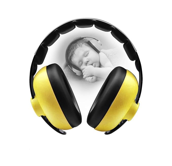 Baby Noise Cancelling Headphones - Kids Ear Muffs for Airplane, Travel, Sleep, Loud Environments - Infant & Toddler Ear Protection, Comfortable Noise Reduction Ear Muffs (YELLOW)