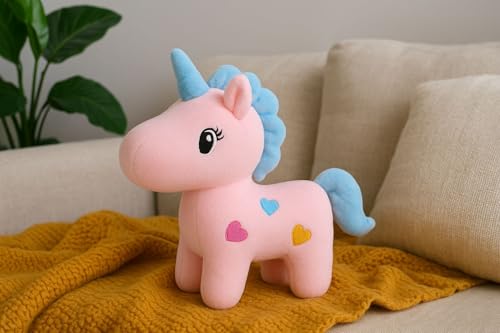 Image of ADORA Unicorn Soft Toy Plush - 25 Cm | Super Soft & Cuddly Teddy for Kids | Cute Unicorn Stuffed Animal for Girls & Boys | Soft Toy for Baby Girl Birthday Return Gift, Home Decor & Nursery Toy (Pink)