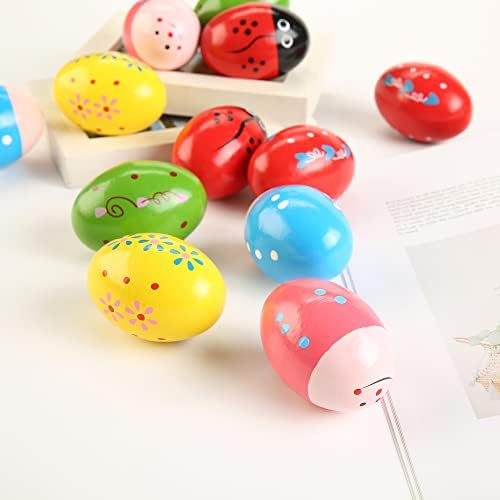 6Pcs Wooden Egg Shakers Hand Musical Maracas Percussion Instruments - 3